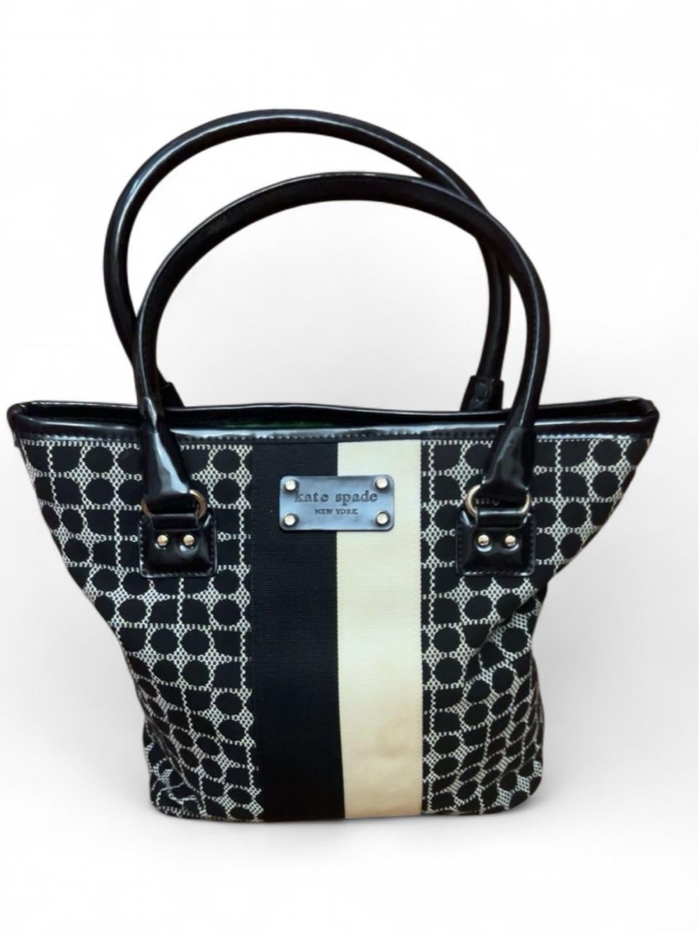 kate spade Black & Cream Patterned Canvas Tote